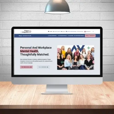 website design mockup on desktop coputer screen.