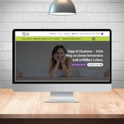 website design mockup on desktop coputer screen.