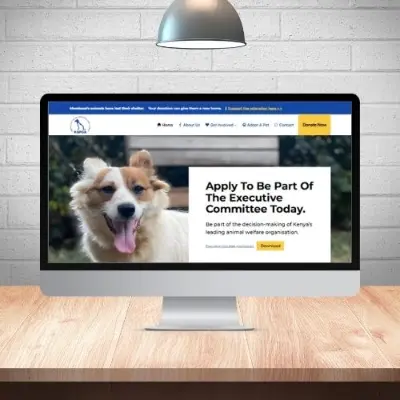 website design mockup on desktop coputer screen.