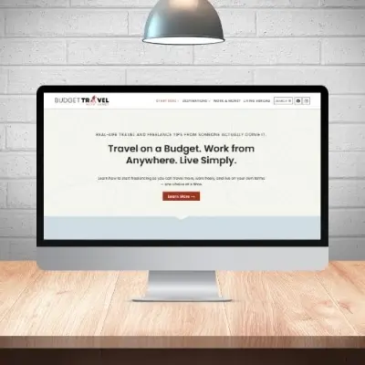 website design mockup on desktop coputer screen.