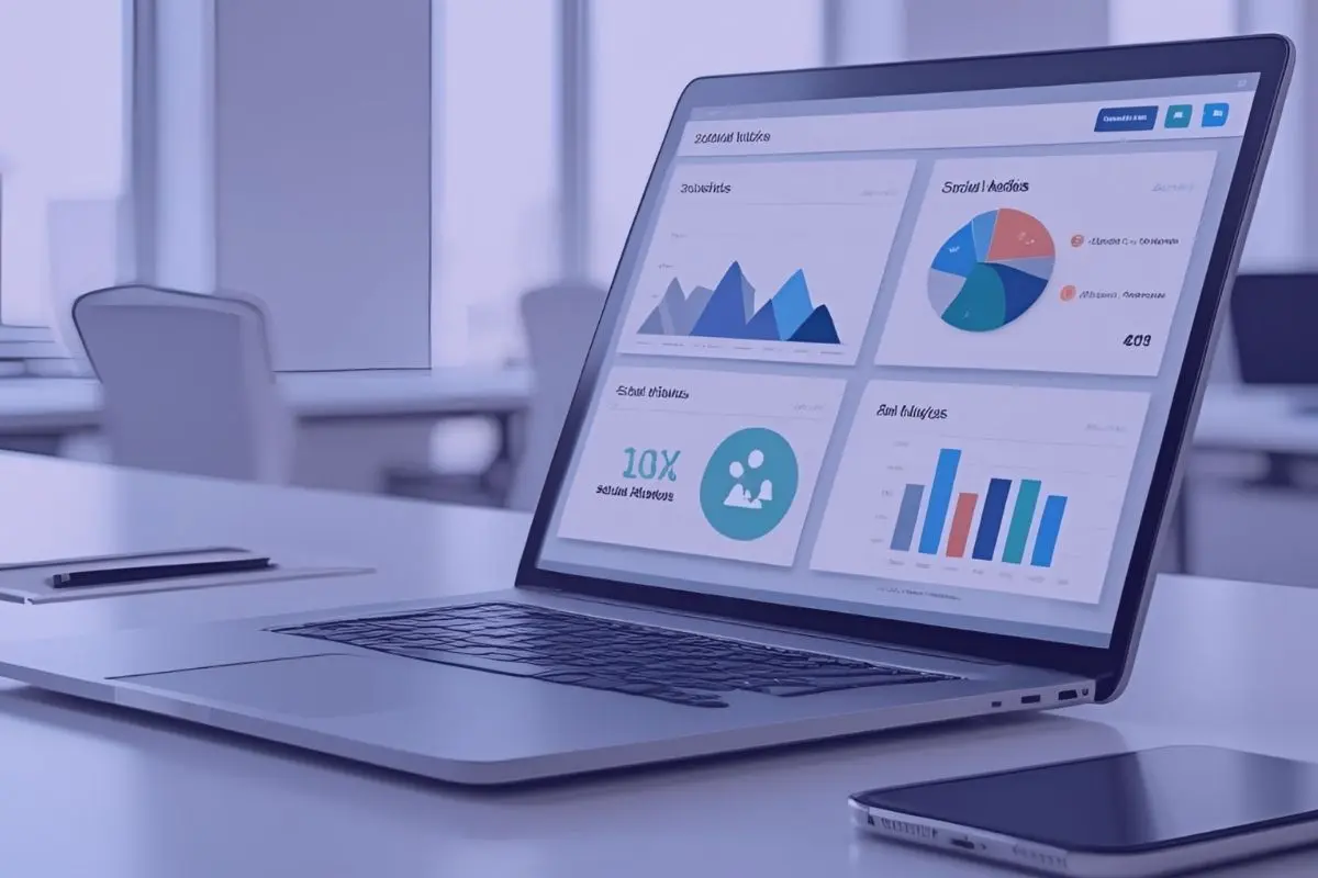 Close-up of laptop screen showing project management interface